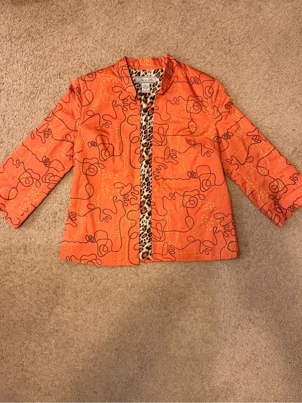 Birch Hill Women’s Orange Quilted Lined Long Sleeve Jacket Size Small